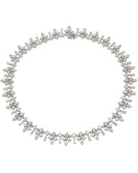 Anabela Chan - 18Kt Witgouden Candy Fleur-De-Lys Halsketting Met Diamant - Lyst