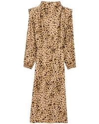 Ba&sh - Hoelia Animal-Print Long-Sleeved Shift Midi Dress - Lyst