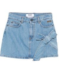 MSGM - リボンディテール デニムミニスカート - Lyst