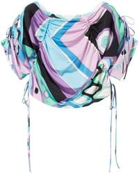 PUCCI - Cropped-Bluse Mit Blumen-Print - Lyst