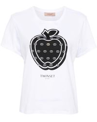 Twin Set - T-shirt en coton à imprimé pomme - Lyst