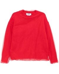 MSGM - Tulle-Overlay Jumper - Lyst