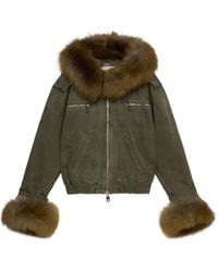 Blumarine - Fur-Trimmed Bomber Jacket - Lyst