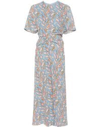 Saloni - Abito Midi Con Ruches Isa - Lyst