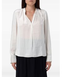 EA7 - Pleated Long-Sleeve Blouse - Lyst