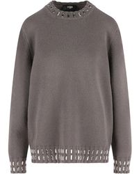 Fendi - Trui Met Ronde Hals Verfraaid Met Kristallen - Lyst