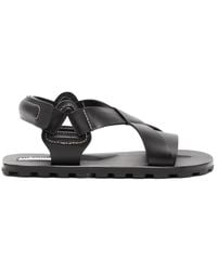 Jil Sander - Crossover-Strap Flat Leather Sandals - Lyst