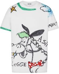 Moschino - Printed Organic Cotton Jersey T-Shirt - Lyst
