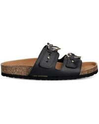 Love Moschino - Heart-Buckle Leather Slides - Lyst
