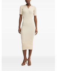 Fracomina - Ribbed-Knit Polo-Collar Midi Dress - Lyst