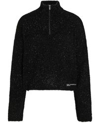 KARL LAGERFELD - Pull En Maille Texturée À Col Zippé - Lyst