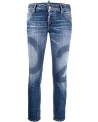 DSquared² - Cropped Logo-Wash Jeans - Lyst