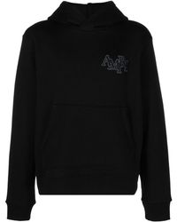 Amiri - Staggered Logo-embroidered Cotton Hoodie - Lyst