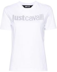 Just Cavalli - T-shirt en coton à logo strassé - Lyst