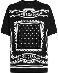 Dolce & Gabbana - Crewneck T-Shirt With Bandana Print All-Over - Lyst