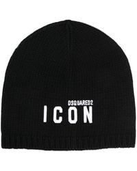 DSquared² - Logo-embroidered Wool Beanie - Lyst