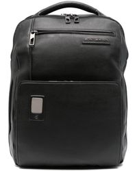 Piquadro - Akron Logo-lettering Leather Backpack - Lyst
