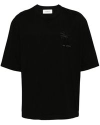 Laneus - Palm Logo-embroidered Cotton T-shirt - Lyst