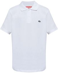 DIESEL - Cotton Polo With Embroidered Logo - Lyst