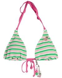 Juicy Couture - X Roxy Striped Terry-Cloth Bikini Top - Lyst