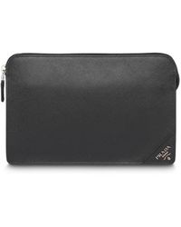 Prada Clutch mit Logo - Schwarz