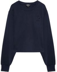 A.P.C. - Anchor-Embroidered Cropped Sweatshirt - Lyst