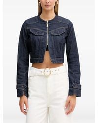 Blugirl Blumarine - Zip-Up Cropped Denim Jacket - Lyst