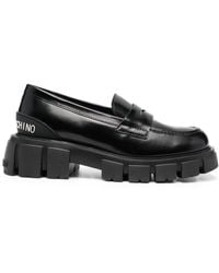 Love Moschino - Embossed Logo Loafers - Lyst