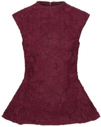ROTATE BIRGER CHRISTENSEN - Top Met Bloemenprint En Peplum Afwerking - Lyst