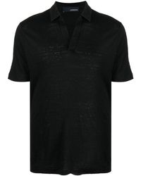 Lardini - Logo-tag Split-neck Polo Shirt - Lyst