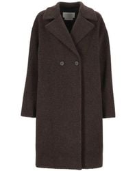 Harris Wharf London - Double-Breasted Bouclé Coat - Lyst