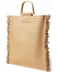 Twinset - Fringed Woven Tote Bag - Lyst