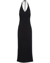 Prada - Halterneck Sablé Midi Dress - Lyst