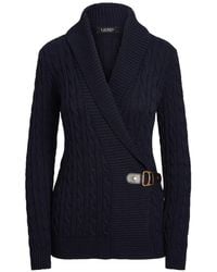 Ralph Lauren - Cardigan Ceinturé En Maille Torsadé - Lyst