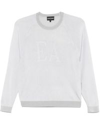 Emporio Armani - Zweifarbiger Pullover Aus Patenstrick Mit Ea-Logo - Lyst