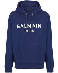 Balmain - Logo-print Long-sleeved Hoodie - Lyst