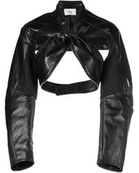 Coperni - Cut-out Cropped Biker Jacket - Women's - Polyurethane/polyester/viscose - Lyst