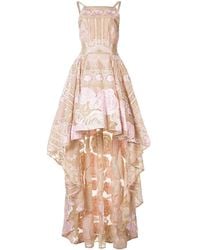 Marchesa notte Asymmetric Hem Floral Dress - Roze