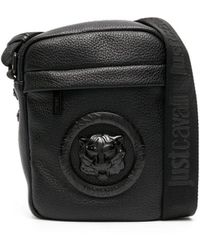 Just Cavalli - Logo-patch Leather Messenger Bag - Lyst