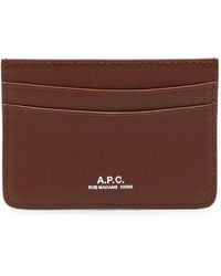 A.P.C. - Logo-Print Leather Cardholder - Lyst