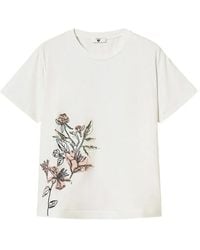 Twinset - T-Shirt With Floral Embroidery - Lyst