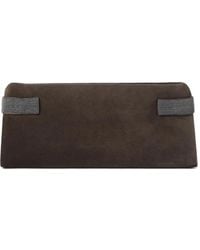Brunello Cucinelli - Clutch Monili Aus Veloursleder - Lyst