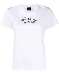 Pinko - Graphic-print Cotton T-shirt - Lyst