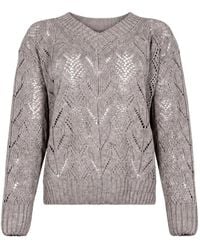 D.exterior - Pointelle-Knit V-Neck Sweater - Lyst