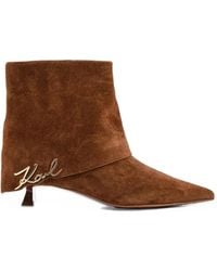 KARL LAGERFELD - Pasha Fold-Down Suede Ankle Boots - Lyst