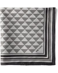 Prada - Symbole-Pattern Silk Scarf - Lyst