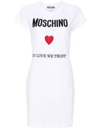 Moschino - T-Shirtkleid mit Logo-Stickerei - Lyst