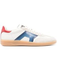 Santoni - Panelled Leather Sneakers - Lyst