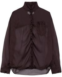 MSGM - Doorzichtige Blouse Met Ruches - Lyst