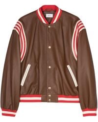 Bally - Striped Buttoned Leather Jacket - Lyst